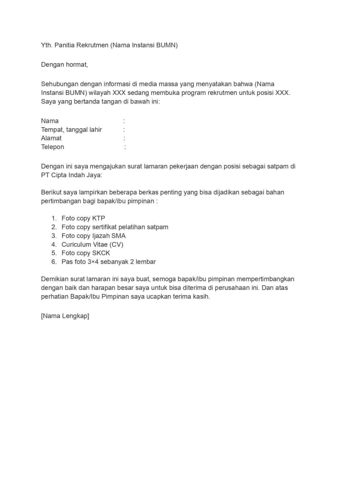 37 contoh surat lamaran kerja berbagai kondisi untuk menarik minat hrd